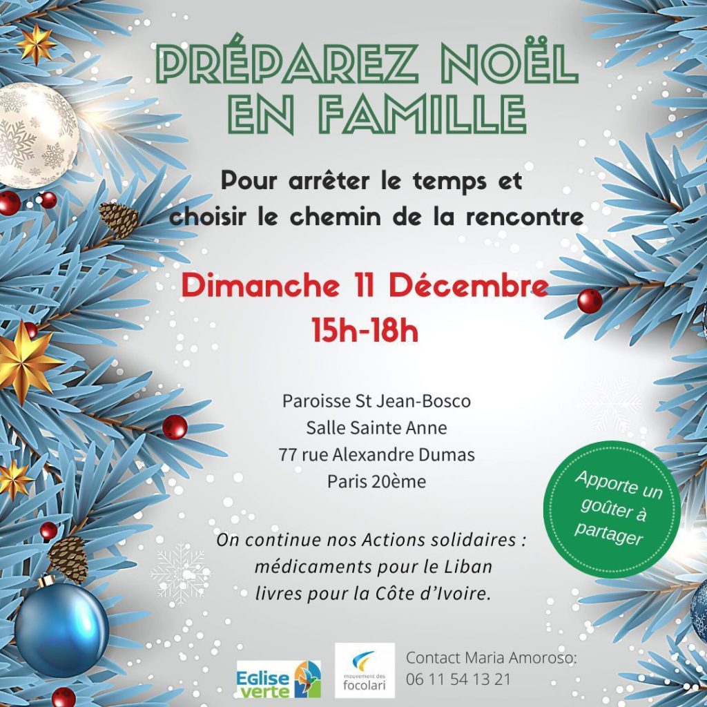 Venez fêter le 3ème week-end de l’Avent avec nous: marché de Noël et ateliers Préparez Noël en famille!