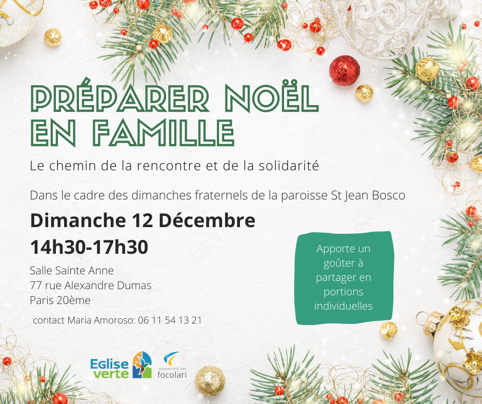 Dimanche fraternel « Préparer Noël en famille » ce 12 décembre