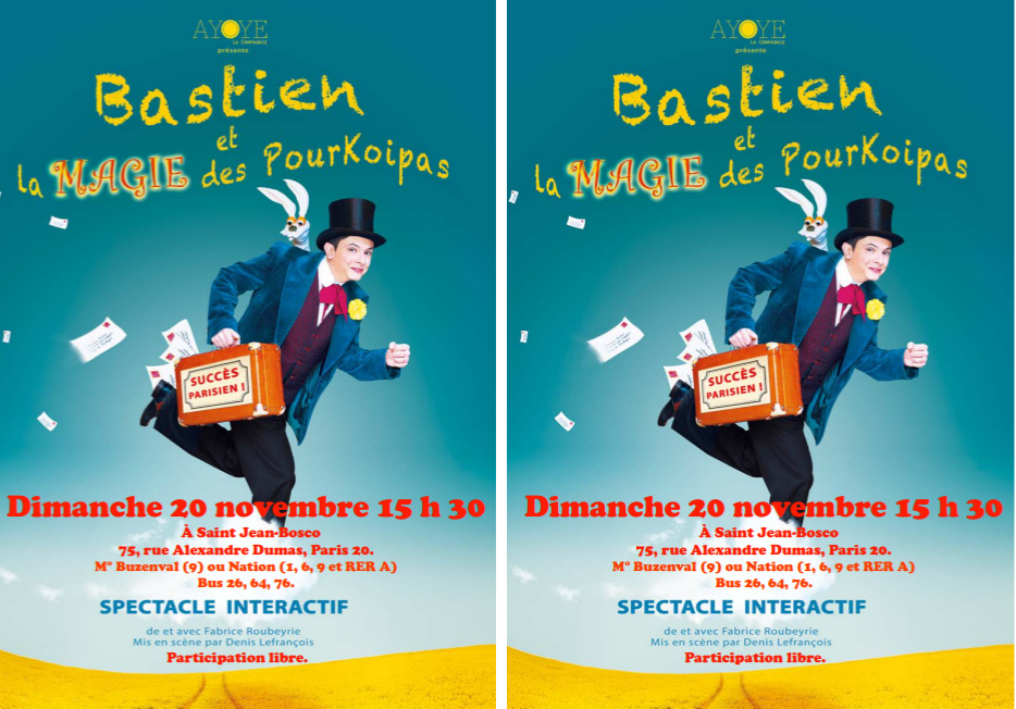 Dimanche fraternel du 20 novembre: messe animée par la Croisée des chemins, repas festif avec les réfugiées et spectacle de magie