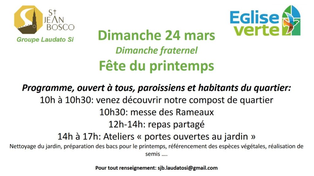 Rameaux – Fête du Printemps – Dimanche fraternel