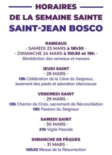 HORAIRES de la Semaine Sainte